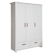 Kleiderschrank 'Mila', 3 Türen, 2 Schubladen, Soft Close-Technik, Drehtürenschrank, grau/weiß