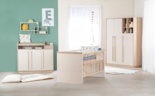 Kleiderschrank 'Elva' 3-türig mit offenem Fach - Soft-Close - Cashmere / Virginia Chestnut