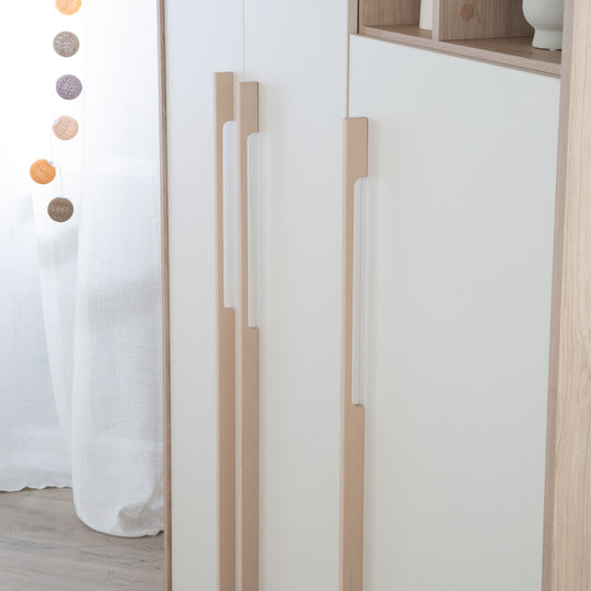 Kleiderschrank 'Elva' 3-türig mit offenem Fach - Soft-Close - Cashmere / Virginia Chestnut