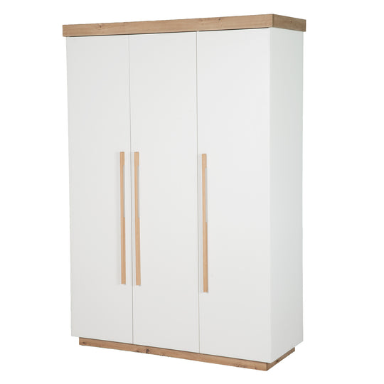 Kinderkleiderschrank 'Lumo - 3-türig - Soft-Close Funktion & Holzgriffen - Weiß / Artisan Eiche