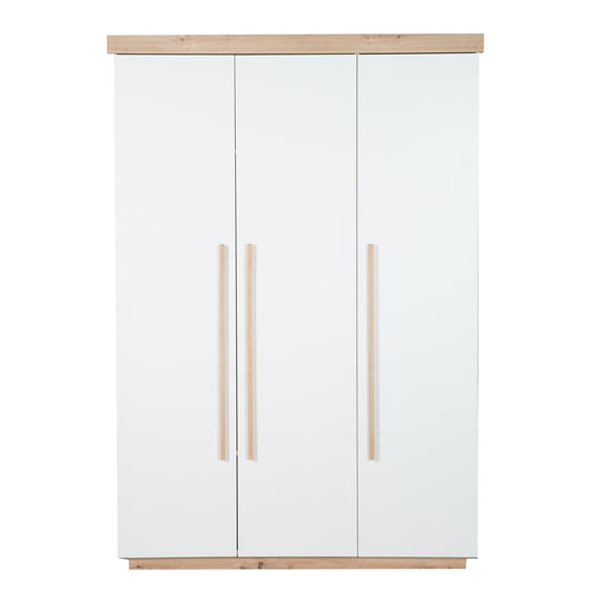 Kinderkleiderschrank 'Lumo - 3-türig - Soft-Close Funktion & Holzgriffen - Weiß / Artisan Eiche