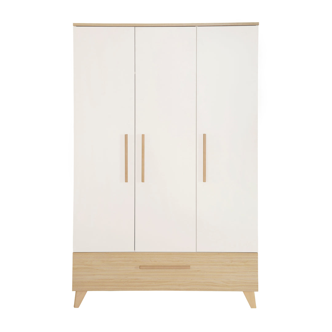 Armoire “Theo” 3 portes - Fraisages de haute qualité - Blanc / Chêne