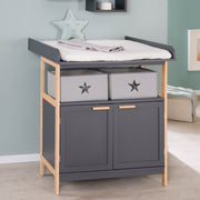 2 Door Changing Table Dresser 'Berlin' - Anthracite / Bamboo