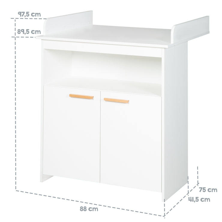 Changing Table Dresser 'Anton' incl. changing top, 2 doors & 1 shelf, changing height 90 cm