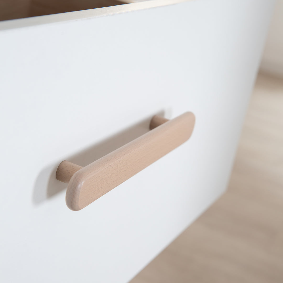 Changing Table Dresser 'Cabane' with Drawers - Wooden Handles - White / Oak