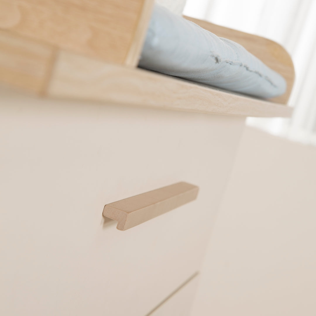 Wickelkommode 'Sidney' schmal aus Holz mit Schubladen - Beige / Dekor Eiche