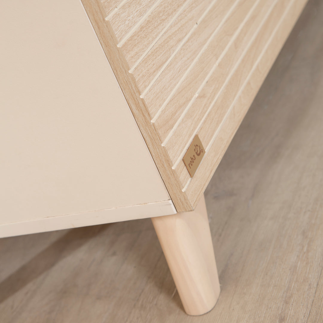 Wickelkommode 'Sidney' schmal aus Holz mit Schubladen - Beige / Dekor Eiche