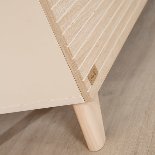 Wickelkommode 'Sidney' schmal aus Holz mit Schubladen - Beige / Dekor Eiche