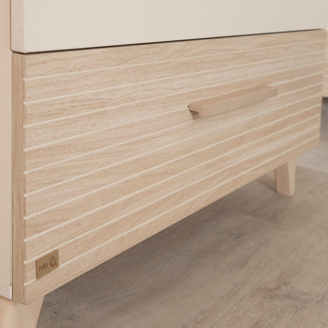 Wickelkommode 'Sidney' schmal aus Holz mit Schubladen - Beige / Dekor Eiche