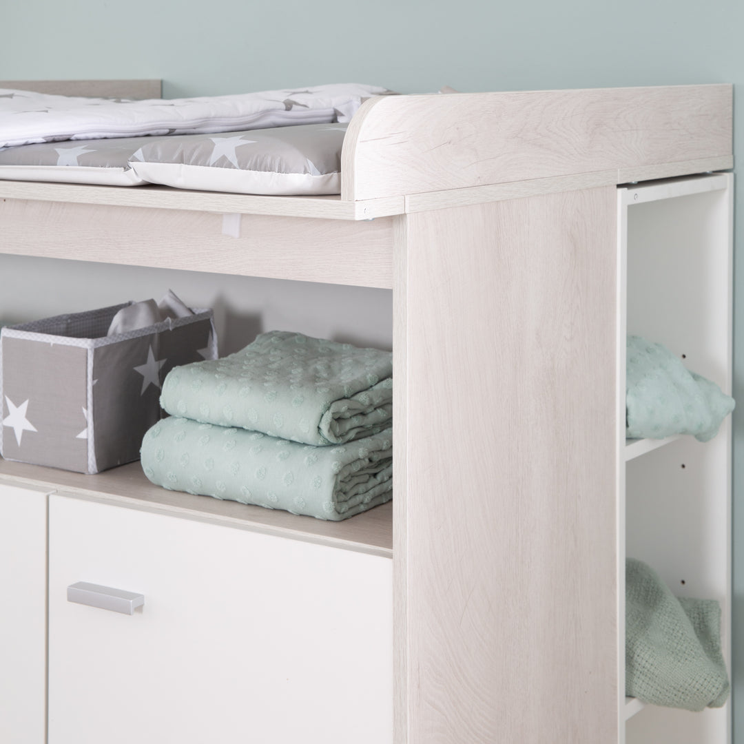 Cassettiera fasciatoio 'Julia' incluso l'approccio, 2 cassetti, 1 porta, altezza avvolgimento 90,5 cm