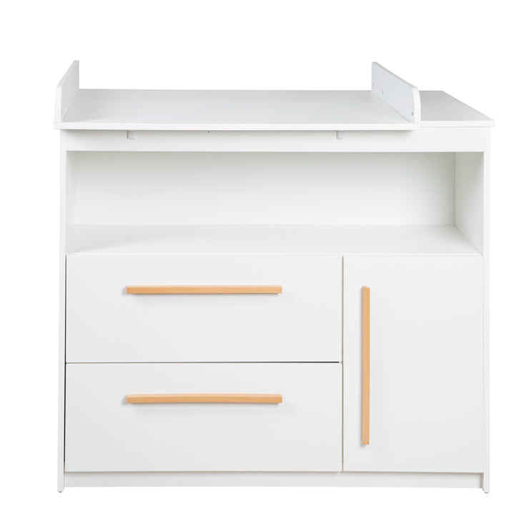 Wooden Changing Table Dresser 'Lilo' with Drawers, Door, Open Compartment - White