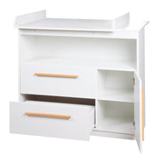 Wooden Changing Table Dresser 'Lilo' with Drawers, Door, Open Compartment - White