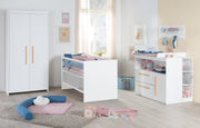 Wooden Changing Table Dresser 'Lilo' with Drawers, Door, Open Compartment - White