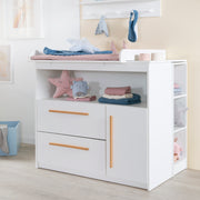 Mueble cambiador 'Lilo' con cajones, puerta, compartimento abierto - Blanco