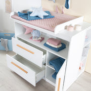 Mueble cambiador 'Lilo' con cajones, puerta, compartimento abierto - Blanco