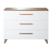 Changing Table 'Ole' - 3 Drawers with Wooden Handles & Legs - Oak / White