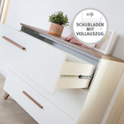 Changing Table 'Ole' - 3 Drawers with Wooden Handles & Legs - Oak / White