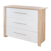 Wrapping chest of drawers 'Malo' - 3 drawers including metal handles - Eiche Sägerau / White
