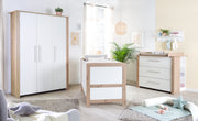 Wrapping chest of drawers 'Malo' - 3 drawers including metal handles - Eiche Sägerau / White