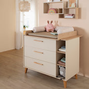 Wickelkommode 'Jil' mit Schubladen - Abnehmbarer Wickelaufsatz - Cashmere / Chestnut