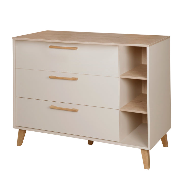 Wickelkommode 'Jil' mit Schubladen - Abnehmbarer Wickelaufsatz - Cashmere / Chestnut