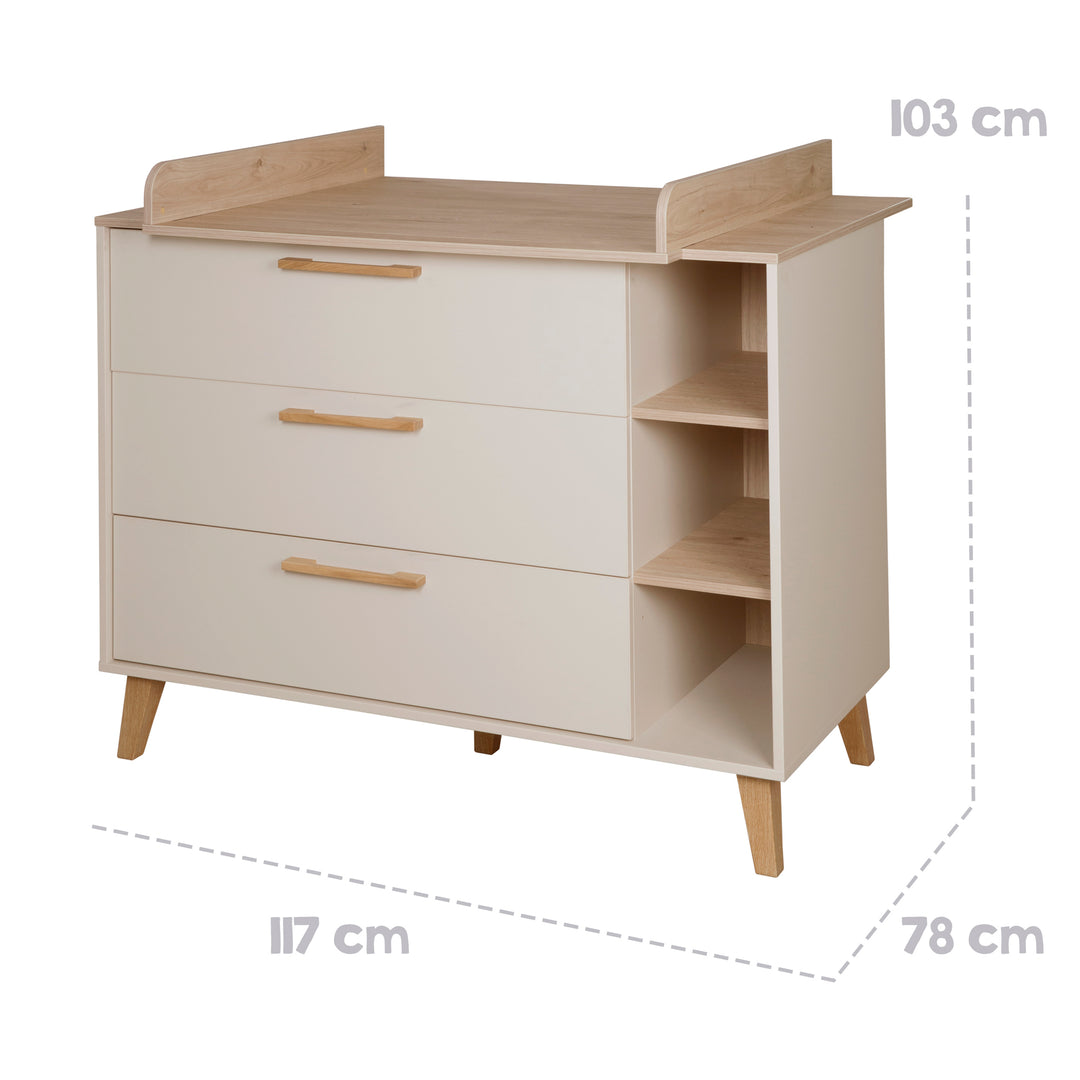 Cassettiera fasciatoio 'Jil' con cassetti - Piano fasciatoio rimovibile - Cashmere / Chestnut