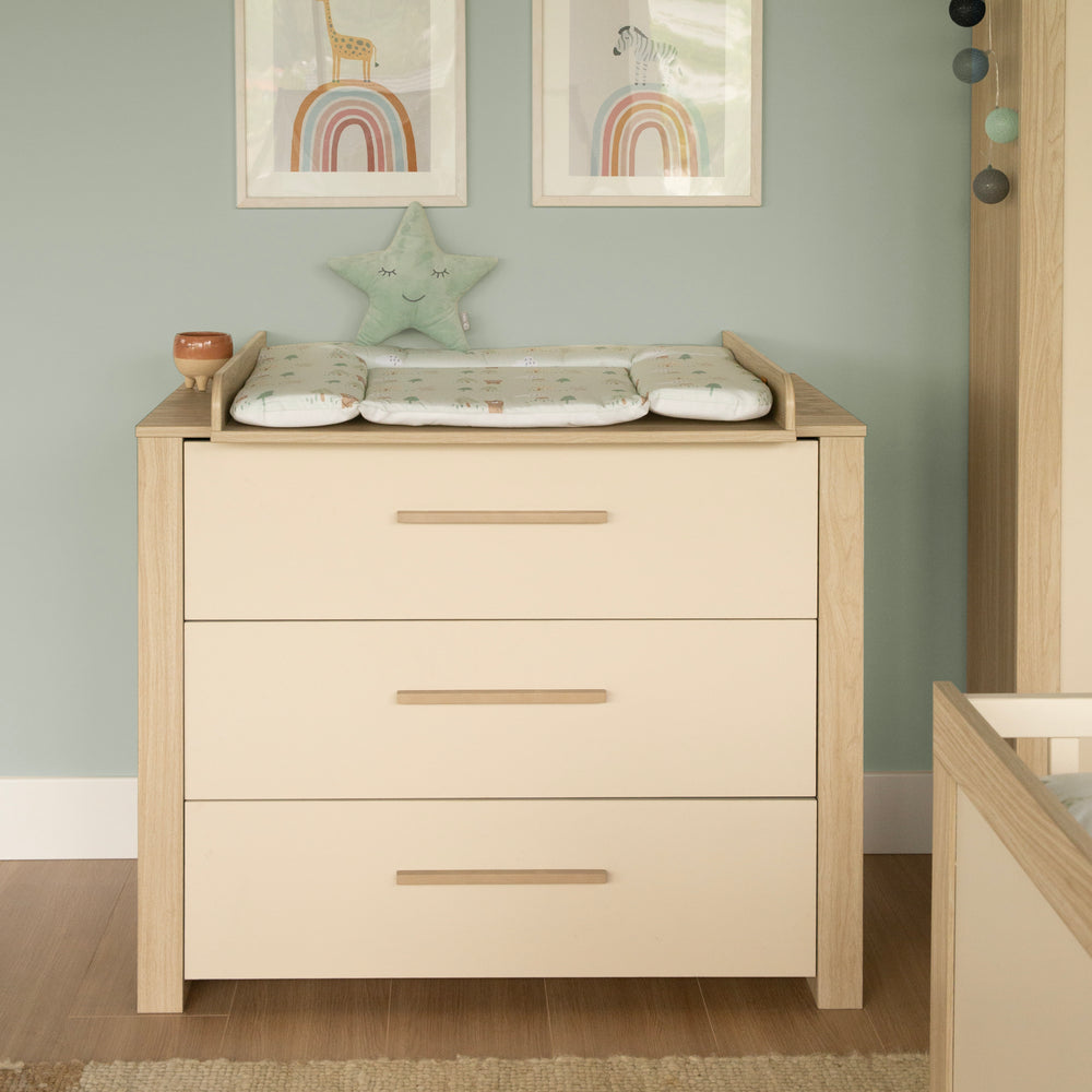 Changing Table Dresser 'Momo' - 3 Drawers - Cashmere / Tristan Oak