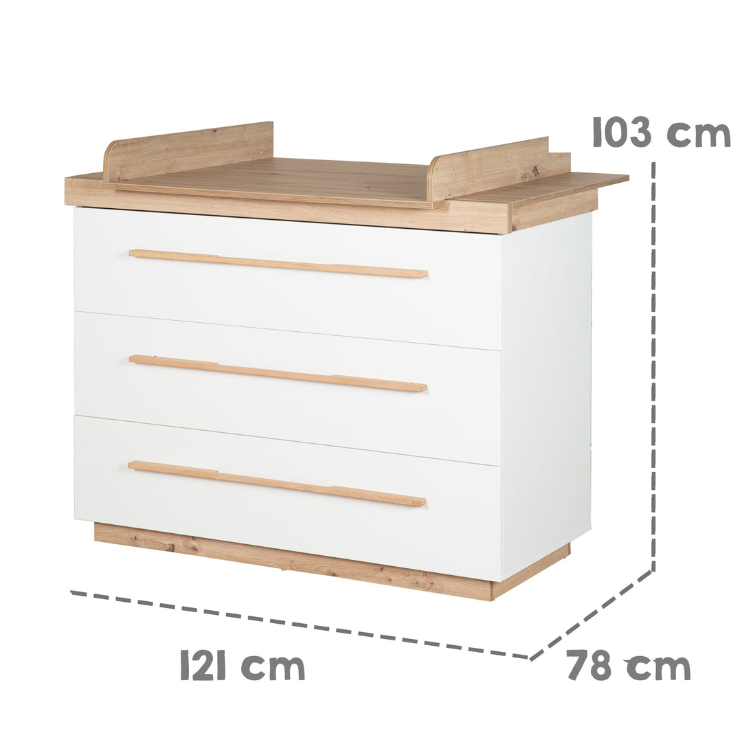 Wickelkommode 'Lumo' mit Soft Close Schubladen & Vollauszug - Weiß / Artisan Eiche