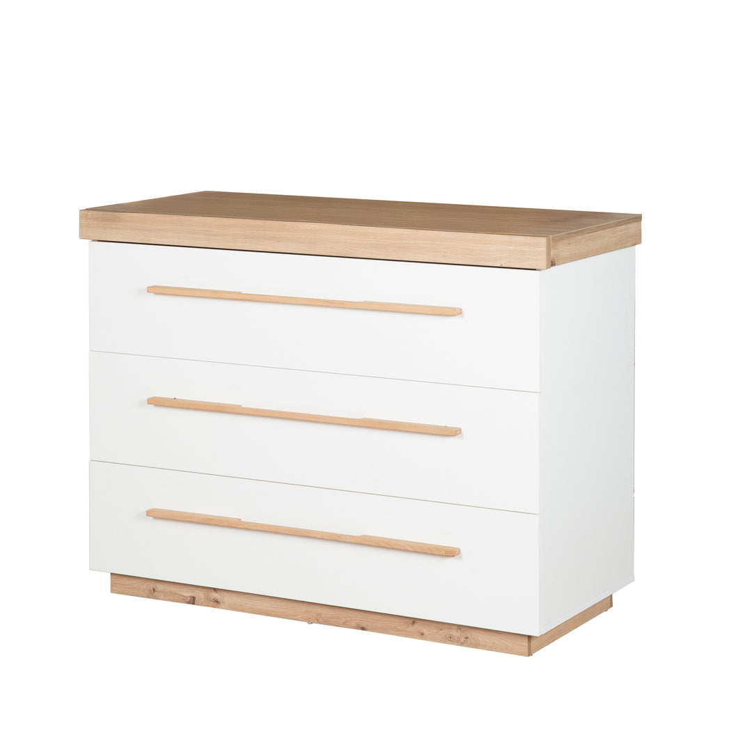 Wickelkommode 'Lumo' mit Soft Close Schubladen & Vollauszug - Weiß / Artisan Eiche