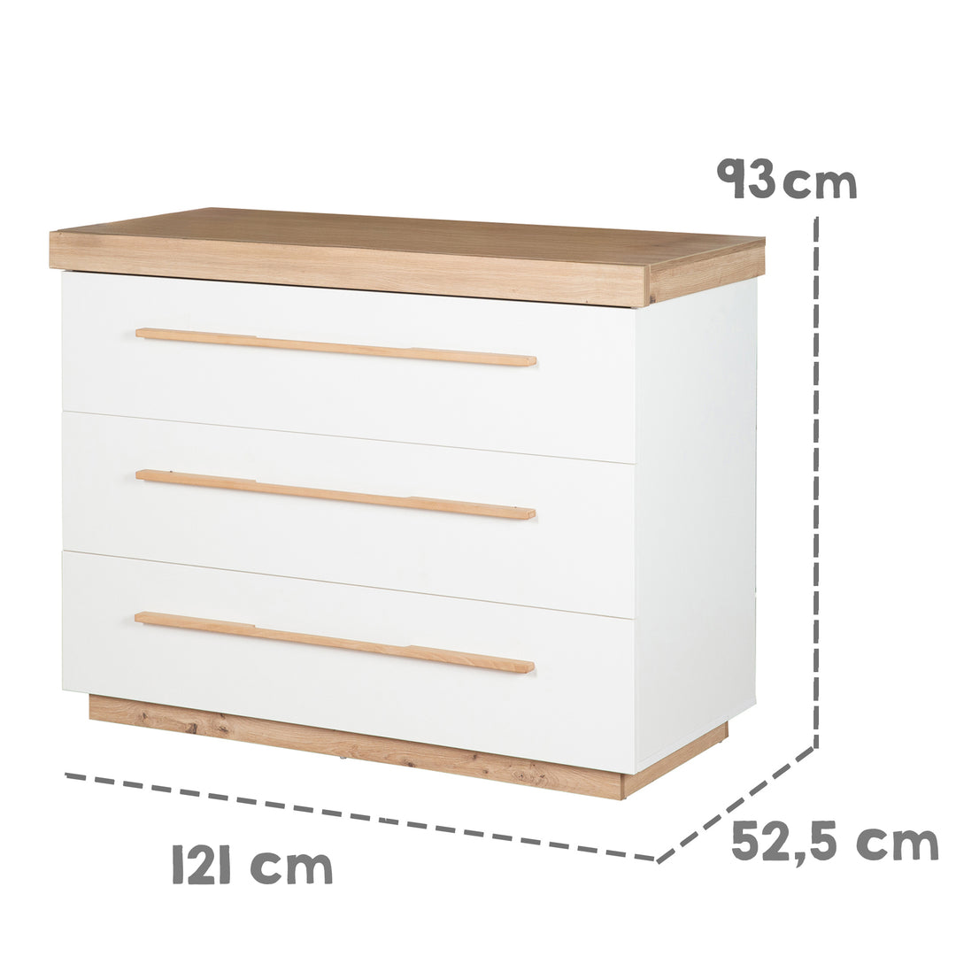 Wickelkommode 'Lumo' mit Soft Close Schubladen & Vollauszug - Weiß / Artisan Eiche