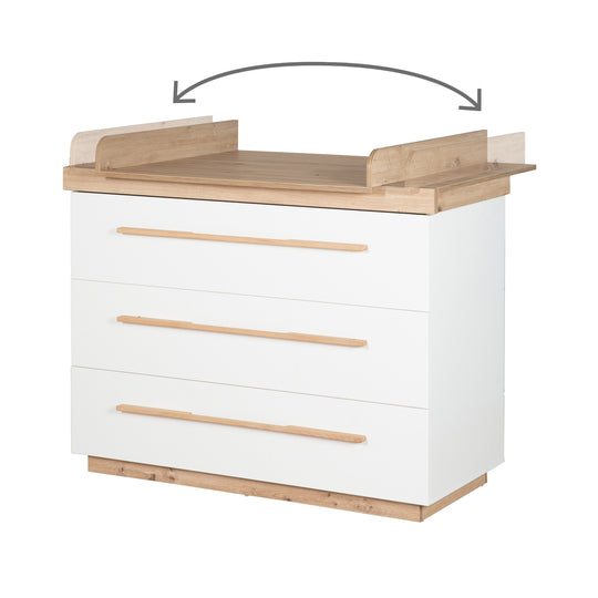 Wickelkommode 'Lumo' mit Soft Close Schubladen & Vollauszug - Weiß / Artisan Eiche