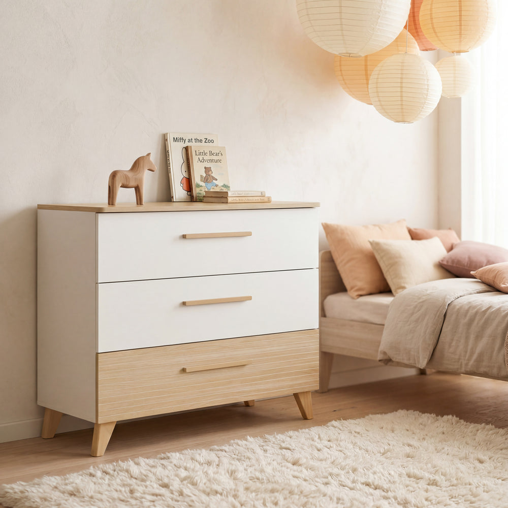 Changing Chest “Theo” with Drawers - Convertible - White / Oak