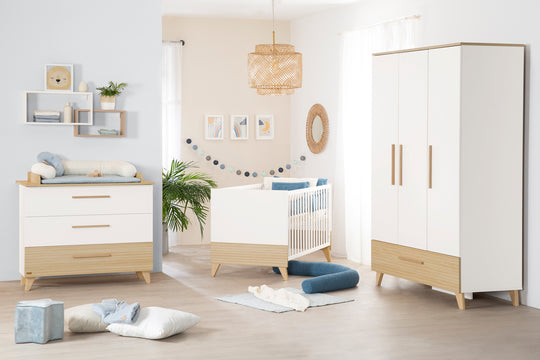 Changing Chest “Theo” with Drawers - Convertible - White / Oak
