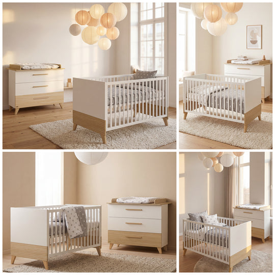 Changing Chest “Theo” with Drawers - Convertible - White / Oak