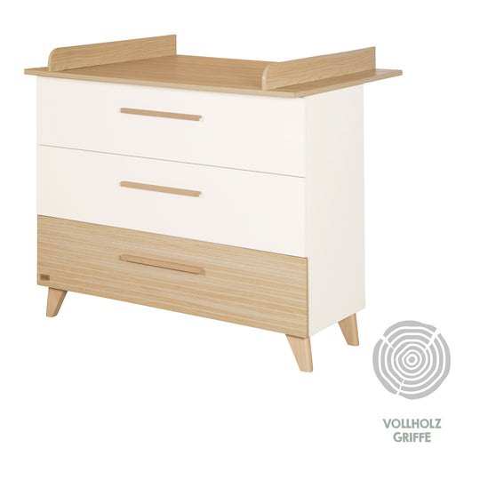 Changing Chest “Theo” with Drawers - Convertible - White / Oak
