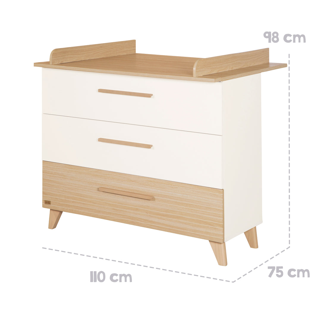 Changing Chest “Theo” with Drawers - Convertible - White / Oak
