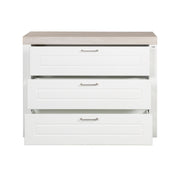 Chest of Drawers 'Felicia' with 3 Drawers - Metal Handles - White / Wood Decor