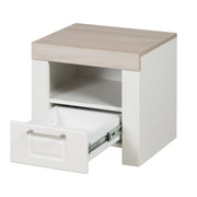 Bedside table 'Felicia' with drawer & open compartment - White/Luna Elm