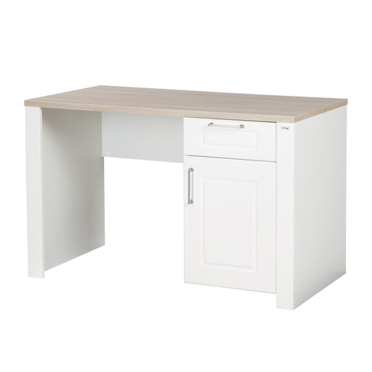 Scrivania 'Felicia' con anta e cassetto - bianco / decoro in legno 'Luna Elm