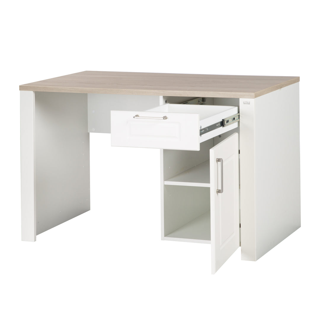 Scrivania 'Felicia' con anta e cassetto - bianco / decoro in legno 'Luna Elm