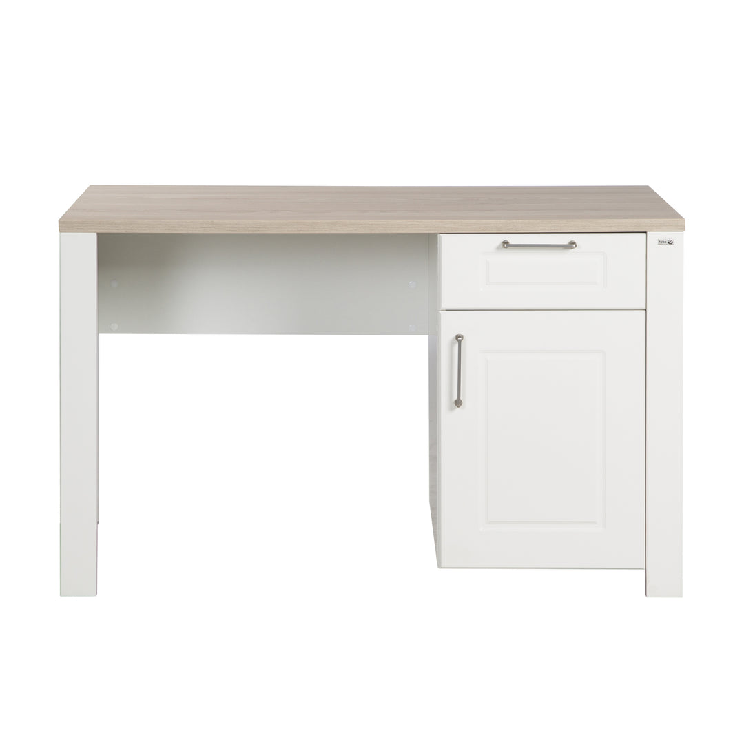 Scrivania 'Felicia' con anta e cassetto - bianco / decoro in legno 'Luna Elm