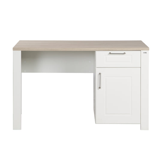 Scrivania 'Felicia' con anta e cassetto - bianco / decoro in legno 'Luna Elm