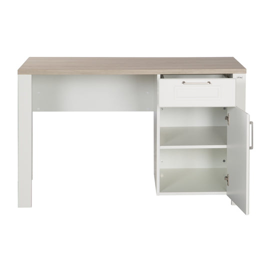 Scrivania 'Felicia' con anta e cassetto - bianco / decoro in legno 'Luna Elm