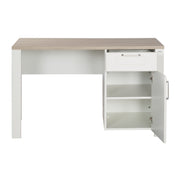 Bureau 'Felicia' avec Porte & Tiroir - Blanc / Décor Bois 'Luna Elm'