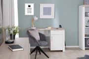 Schreibtisch 'Felicia' mit Tür & Schublade - Weiß / Holzdekor 'Luna Elm'