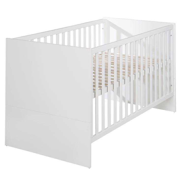 Kombi-Kinderbett aus Holz 'Lilo' 70x140 cm - Höhenverstellbar - Umbaubar - Weiß