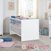 Lettino per bambini combi in legno 'Lilo' 70x140 cm - Altezza regolabile - Convertibile - Bianco