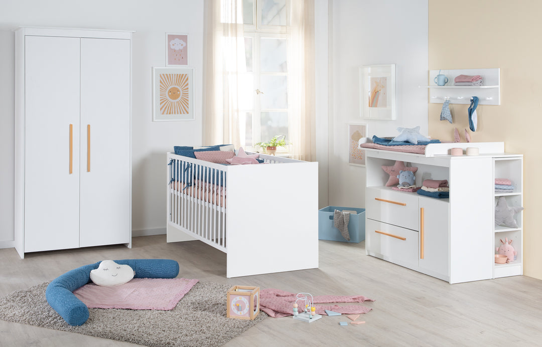 Lettino combinato in legno 'Lilo' 70x140 cm - Regolabile in altezza - Trasformabile - Bianco
