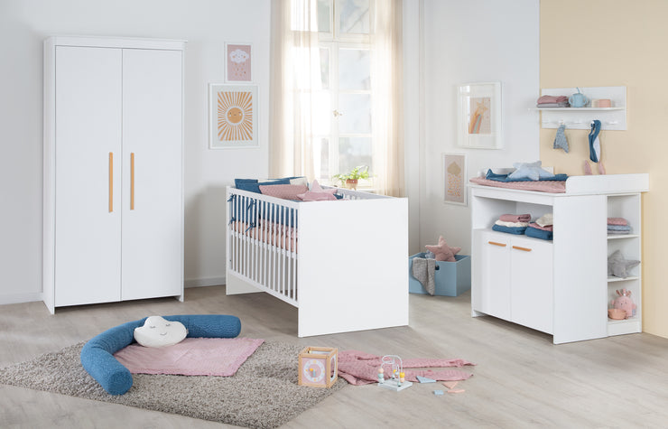 Kombi-Kinderbett aus Holz 'Lilo' 70x140 cm - Höhenverstellbar - Umbaubar - Weiß