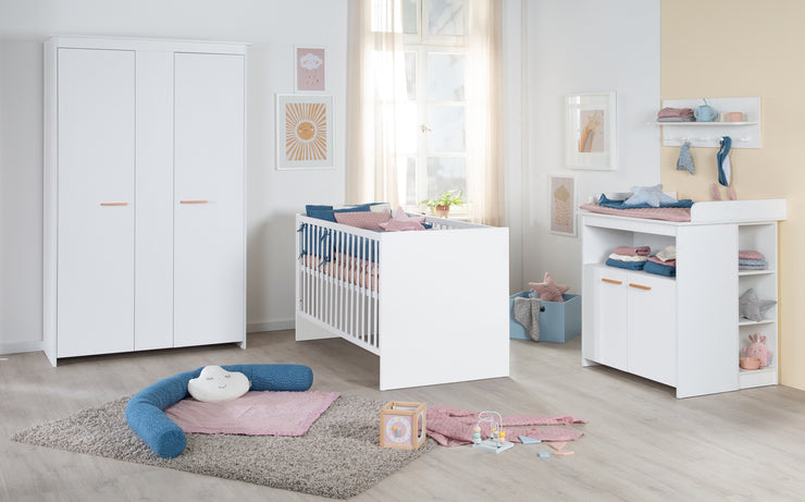 Convertible Wooden Cot 'Lilo' 70 x 140 cm - 3-Fold Height Adjustable- White